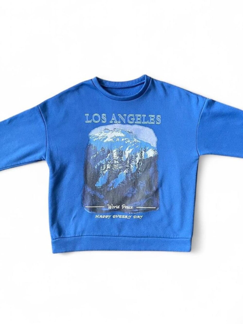 Blue and white crewneck sweatshirt Graphic Los Angeles #Sweatshirt #Crewneck